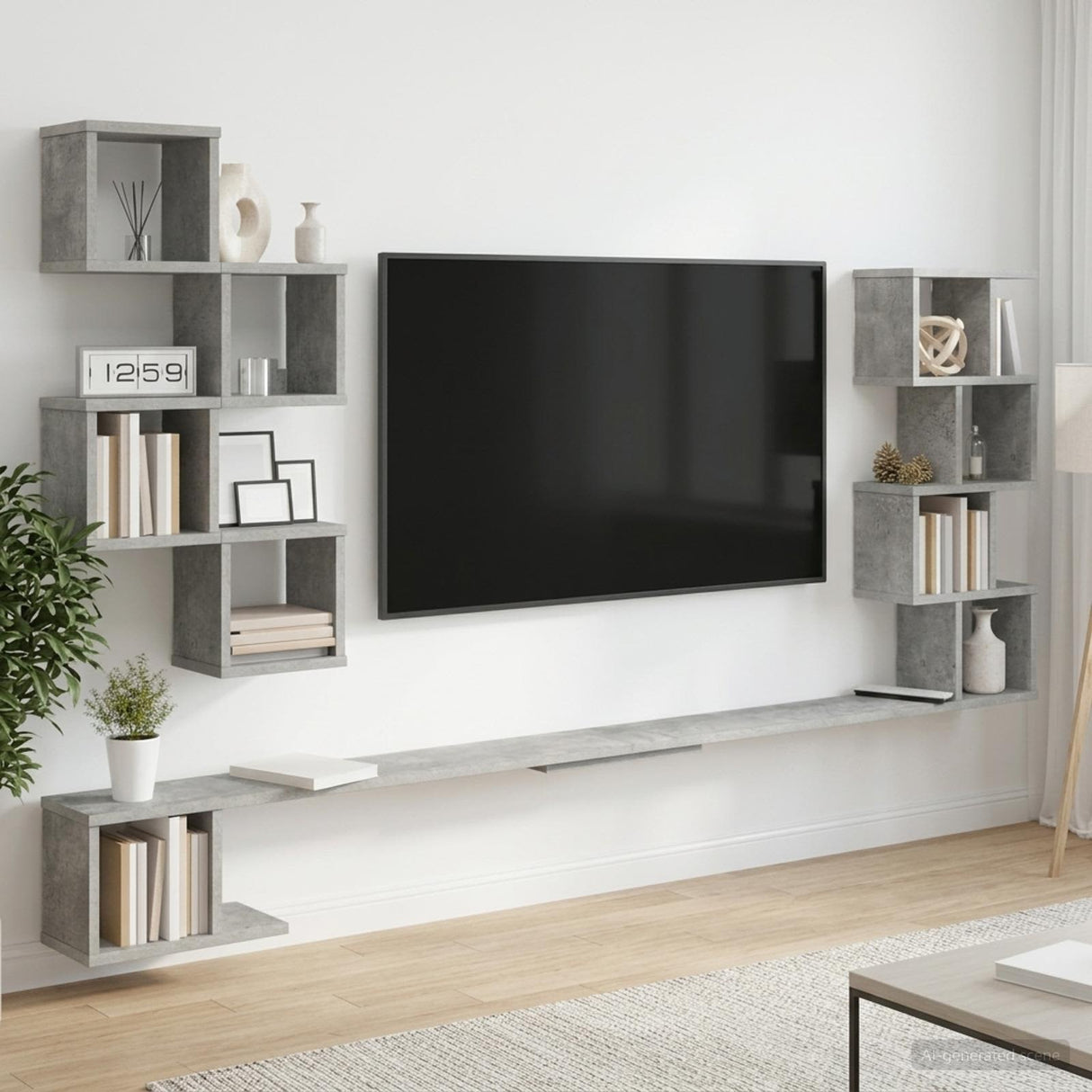 vidaXL Wandgemonteerd TV Rek Wit 180 x 15 x 94 cm Bewerkt hout