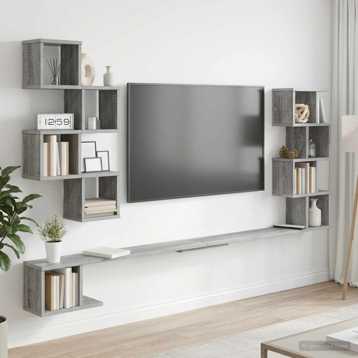vidaXL Wandgemonteerd TV Rek Wit 180 x 15 x 94 cm Bewerkt hout