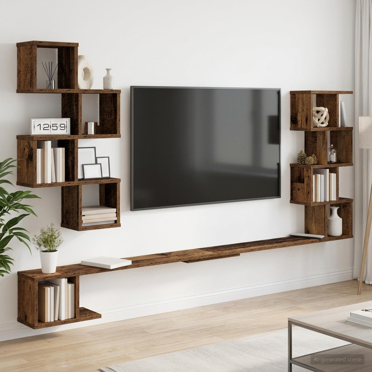 vidaXL Wandgemonteerd TV Rek Wit 180 x 15 x 94 cm Bewerkt hout