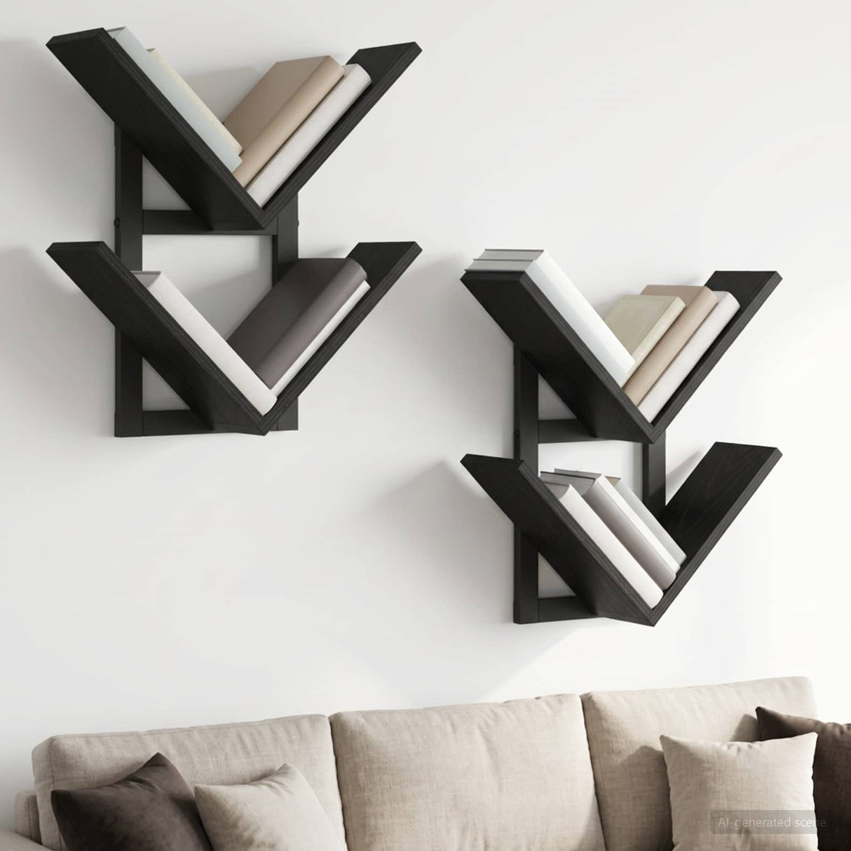 vidaXL Wall-Mounted Shelf Black Oak 43x15x47 cm Engineered Wood