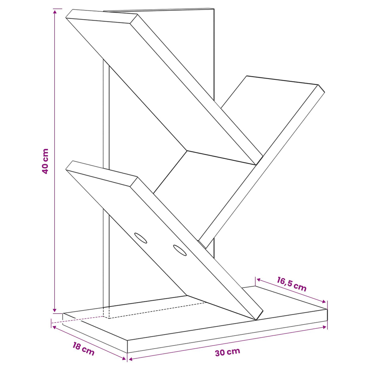 vidaXL Boomboekenplank 3-laags 30 x 18 x 40 cm Bewerkt hout Wit