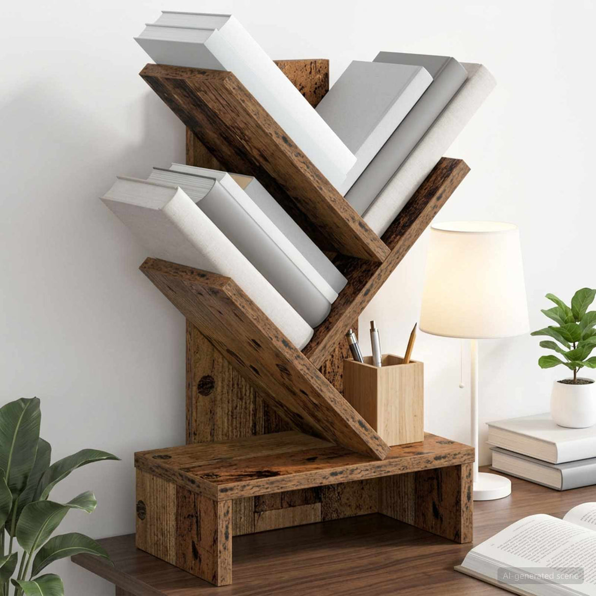 vidaXL Boomboekenplank 3-laags 30 x 18 x 40 cm Bewerkt hout Wit