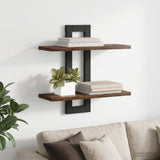 vidaXL Zwevende schappen Zwart eiken 40 x 15 x 40 cm Bewerkt hout