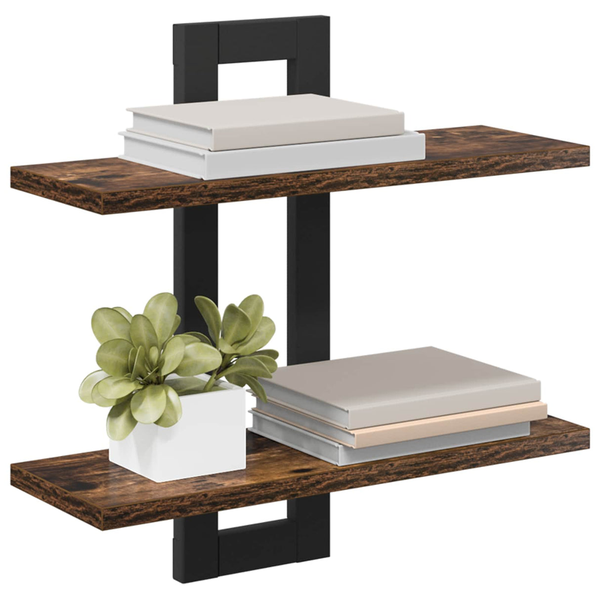 vidaXL Zwevende schappen Zwart eiken 40 x 15 x 40 cm Bewerkt hout