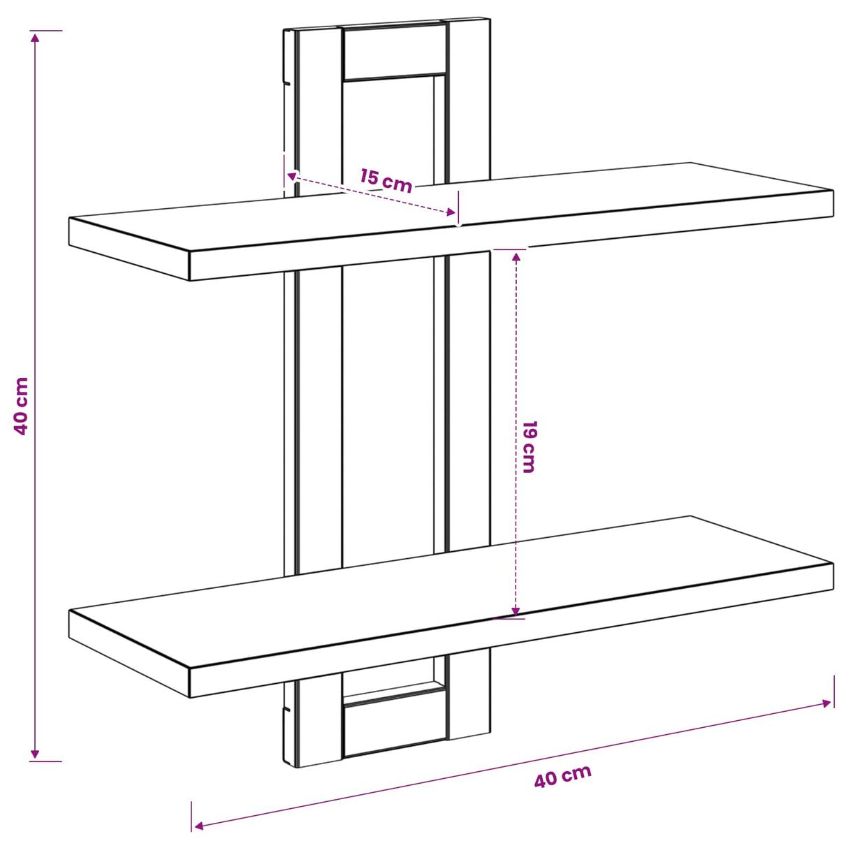 vidaXL Zwevende schappen Zwart eiken 40 x 15 x 40 cm Bewerkt hout