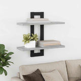 vidaXL Zwevende schappen Zwart eiken 40 x 15 x 40 cm Bewerkt hout