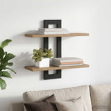 vidaXL Zwevende schappen Zwart eiken 40 x 15 x 40 cm Bewerkt hout