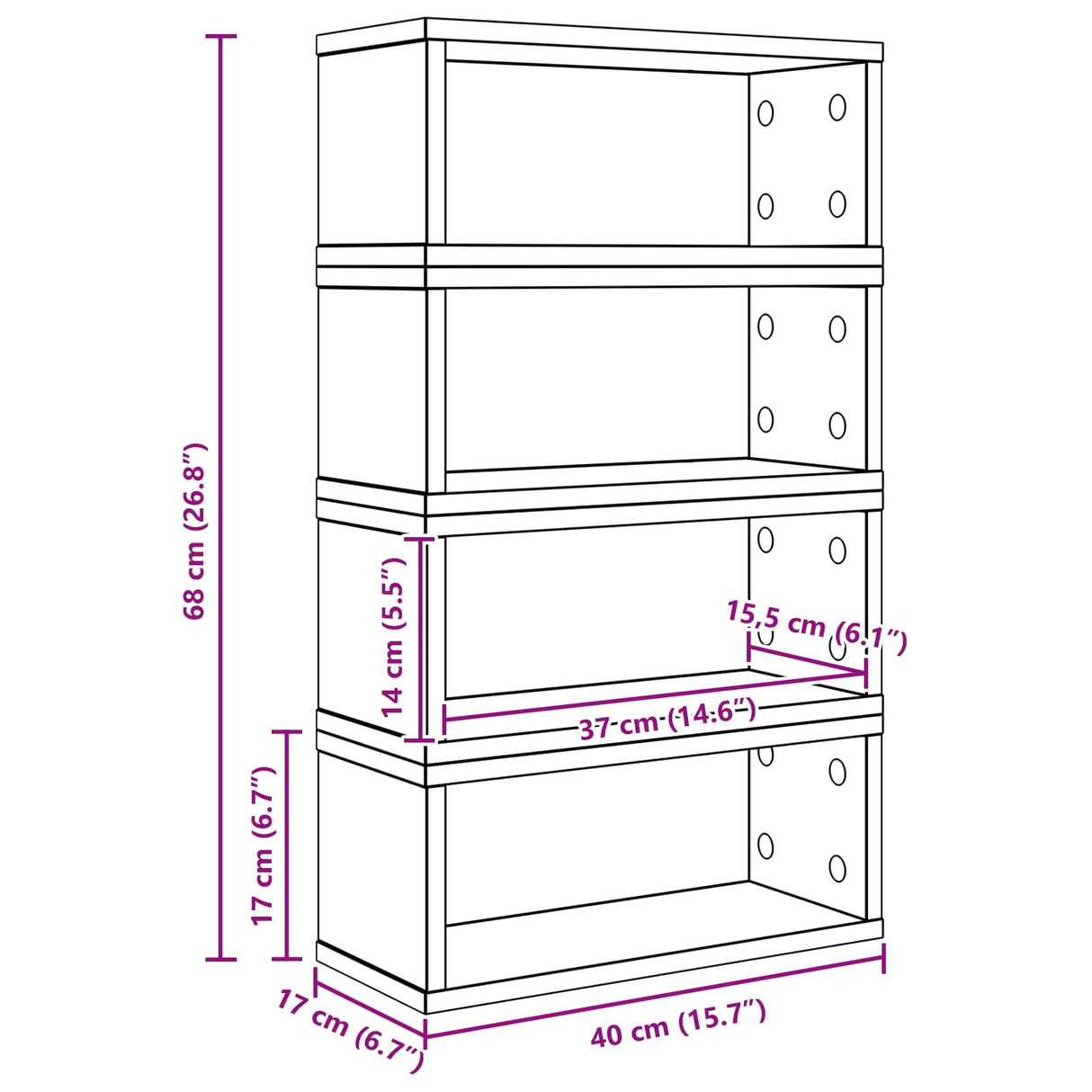 vidaXL CD Opslagrek 2 st Wit 40 x 17 x 17 cm Bewerkt hout