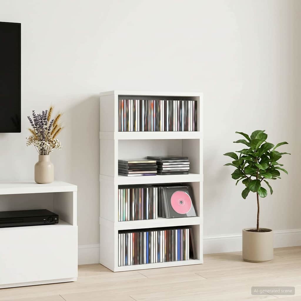 vidaXL CD Opslagrek 2 st Wit 40 x 17 x 17 cm Bewerkt hout