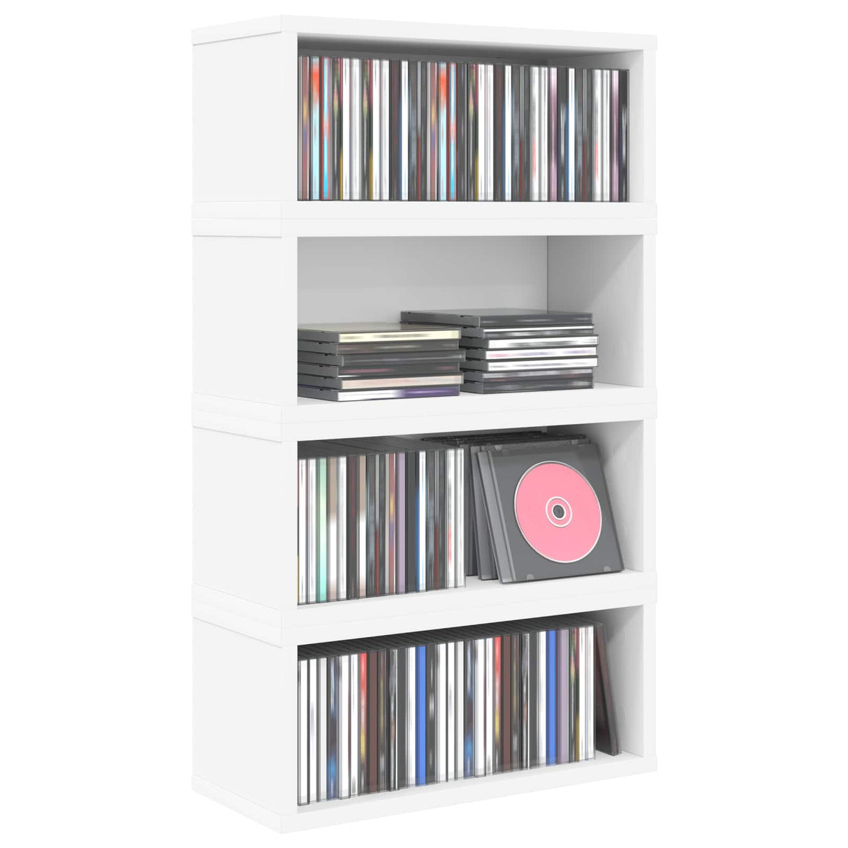 vidaXL CD Opslagrek 2 st Wit 40 x 17 x 17 cm Bewerkt hout