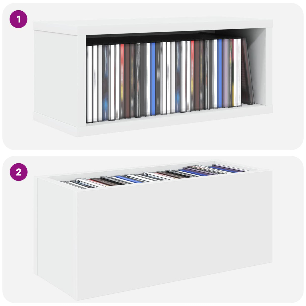 vidaXL CD Opslagrek 2 st Wit 40 x 17 x 17 cm Bewerkt hout