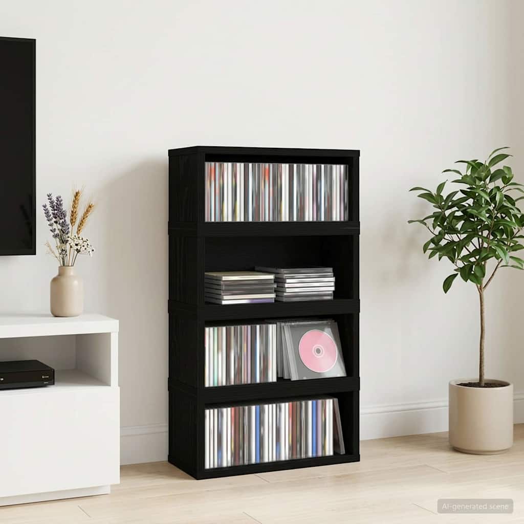 vidaXL CD Opslagrek 2 st Wit 40 x 17 x 17 cm Bewerkt hout