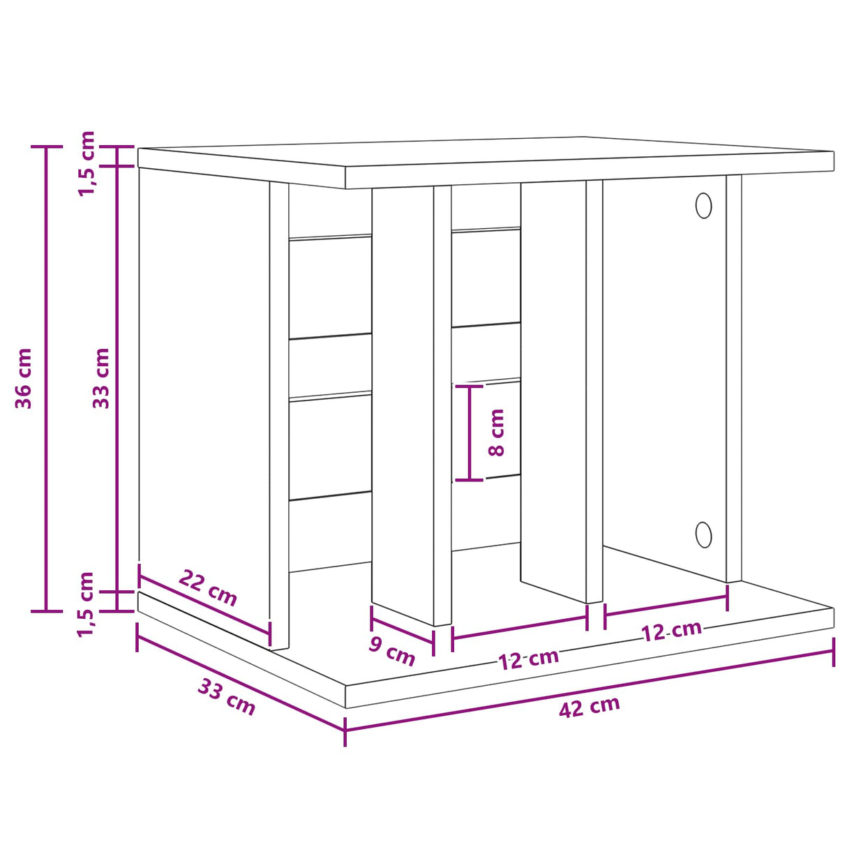vidaXL Vinyl Platen Opslag Wit 42 x 33 x 36 cm Bewerkt hout