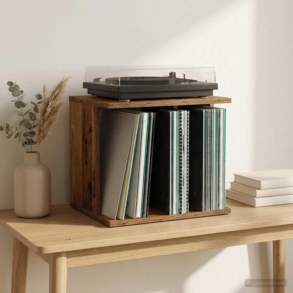 vidaXL Vinyl Platen Opslag Wit 42 x 33 x 36 cm Bewerkt hout