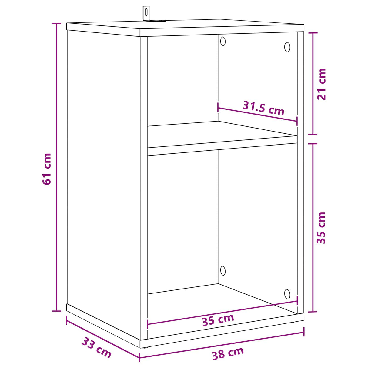 vidaXL Record Cabinet White 38 x 33 x 61 cm Engineered Wood
