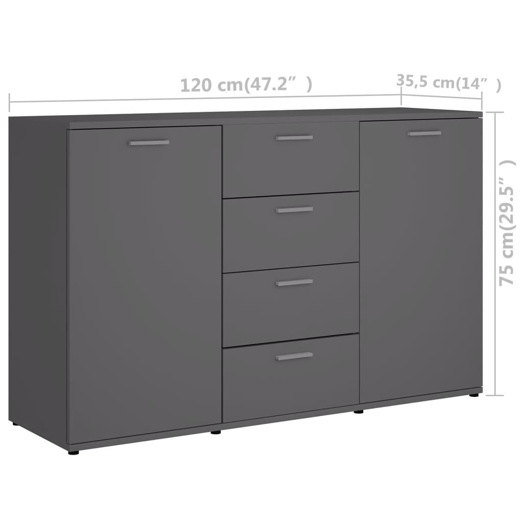 vidaXL Dressoir 120x35,5x75 cm bewerkt hout grijs