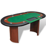 vidaXL 10-Player Poker Table with Dealer Tray and Chip Tray Blue