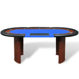 vidaXL 10-Player Poker Table with Dealer Tray and Chip Tray Blue