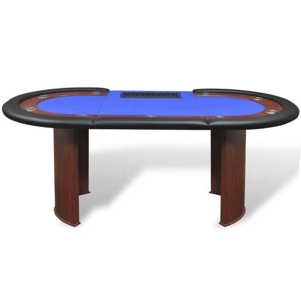 vidaXL 10-Player Poker Table with Dealer Tray and Chip Tray Blue