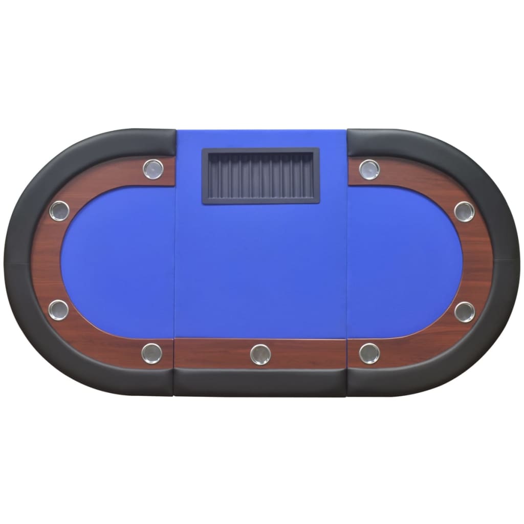 vidaXL 10-Player Poker Table with Dealer Tray and Chip Tray Blue