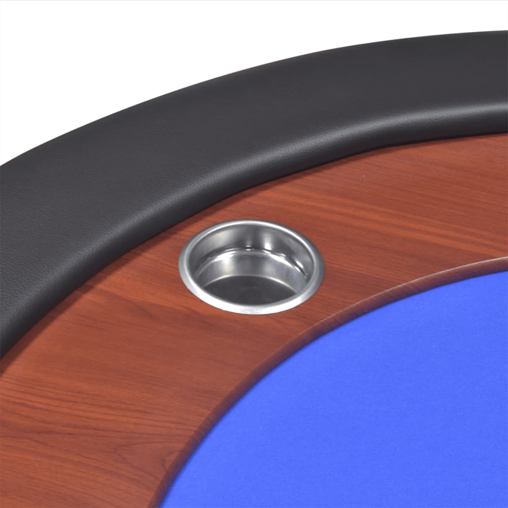 vidaXL 10-Player Poker Table with Dealer Tray and Chip Tray Blue