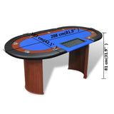 vidaXL 10-Player Poker Table with Dealer Tray and Chip Tray Blue