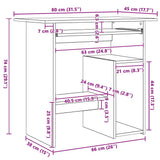 vidaXL Bureau 80x45x74 cm bewerkt hout wit