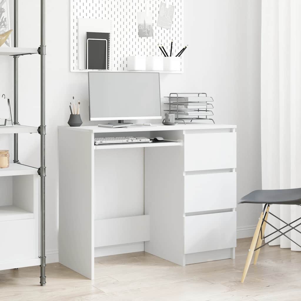 vidaXL Bureau 90x45x76 cm bewerkt hout wit