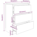 vidaXL Dressoir 60x35x76 cm bewerkt hout wit