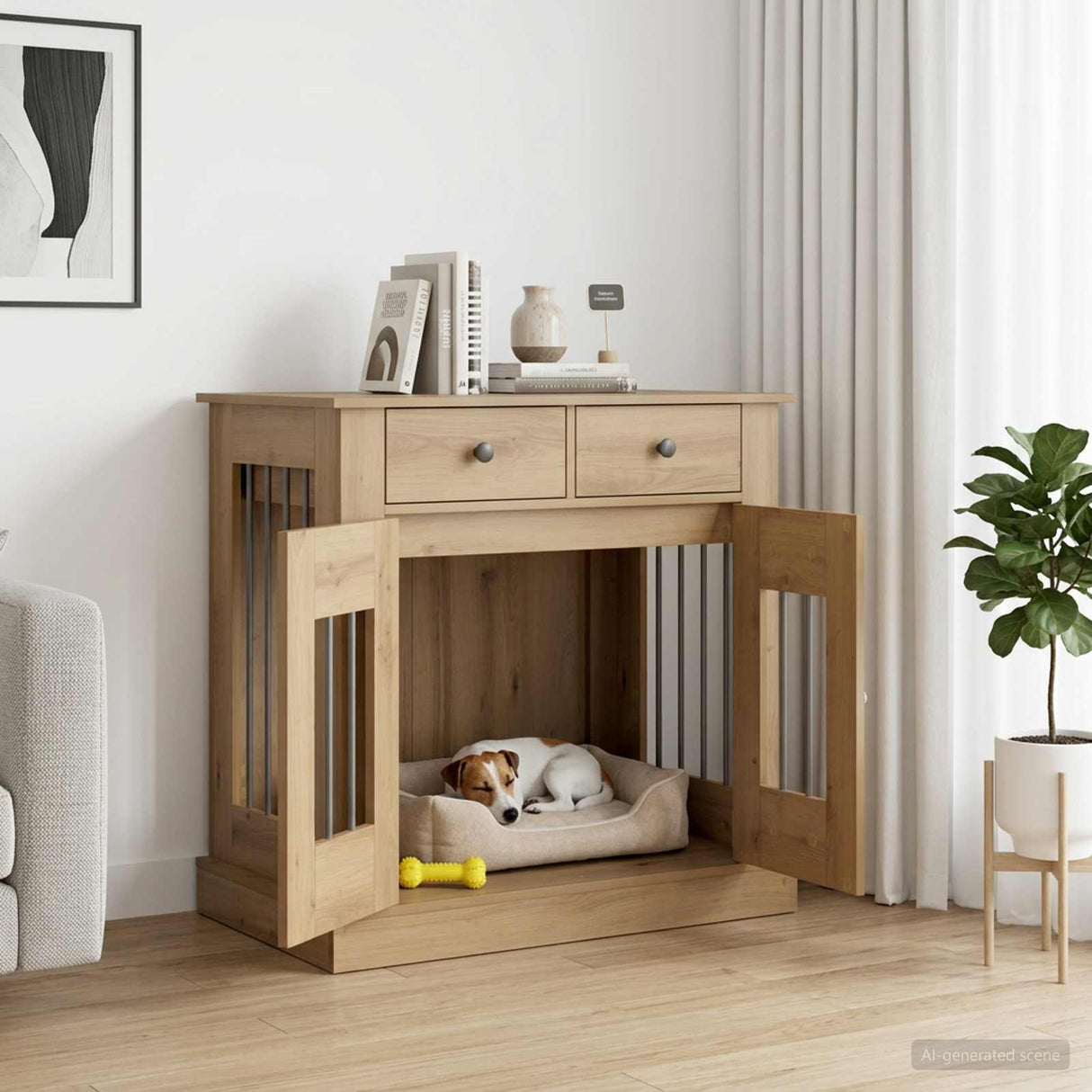 vidaXL Hond kennel meubel Artisanaal eiken 80 x 47,5 x 80 cm