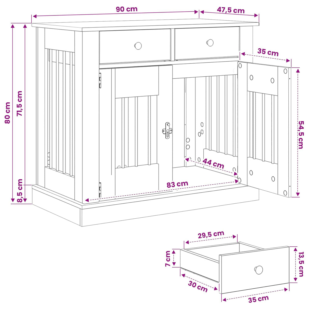 vidaXL Dog Kennel Furniture Smoked Oak 90 x 47.5 x 80 cm Engineered Wood