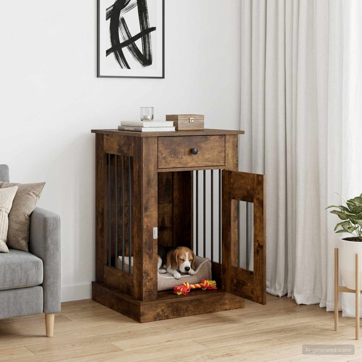 vidaXL Hond kennel meubel Sonoma Eiken 50 x 47,5 x 80 cm Bewerkt hout