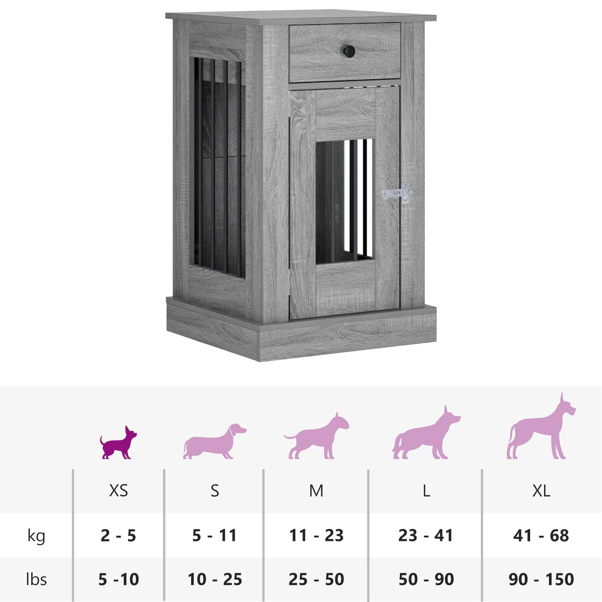 vidaXL Hond kennel meubel Sonoma Eiken 50 x 47,5 x 80 cm Bewerkt hout