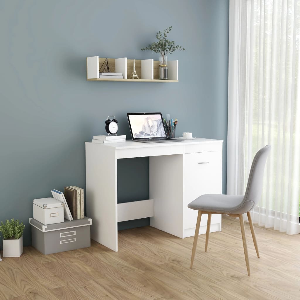vidaXL Desk 100x50x76 cm engineered wood white