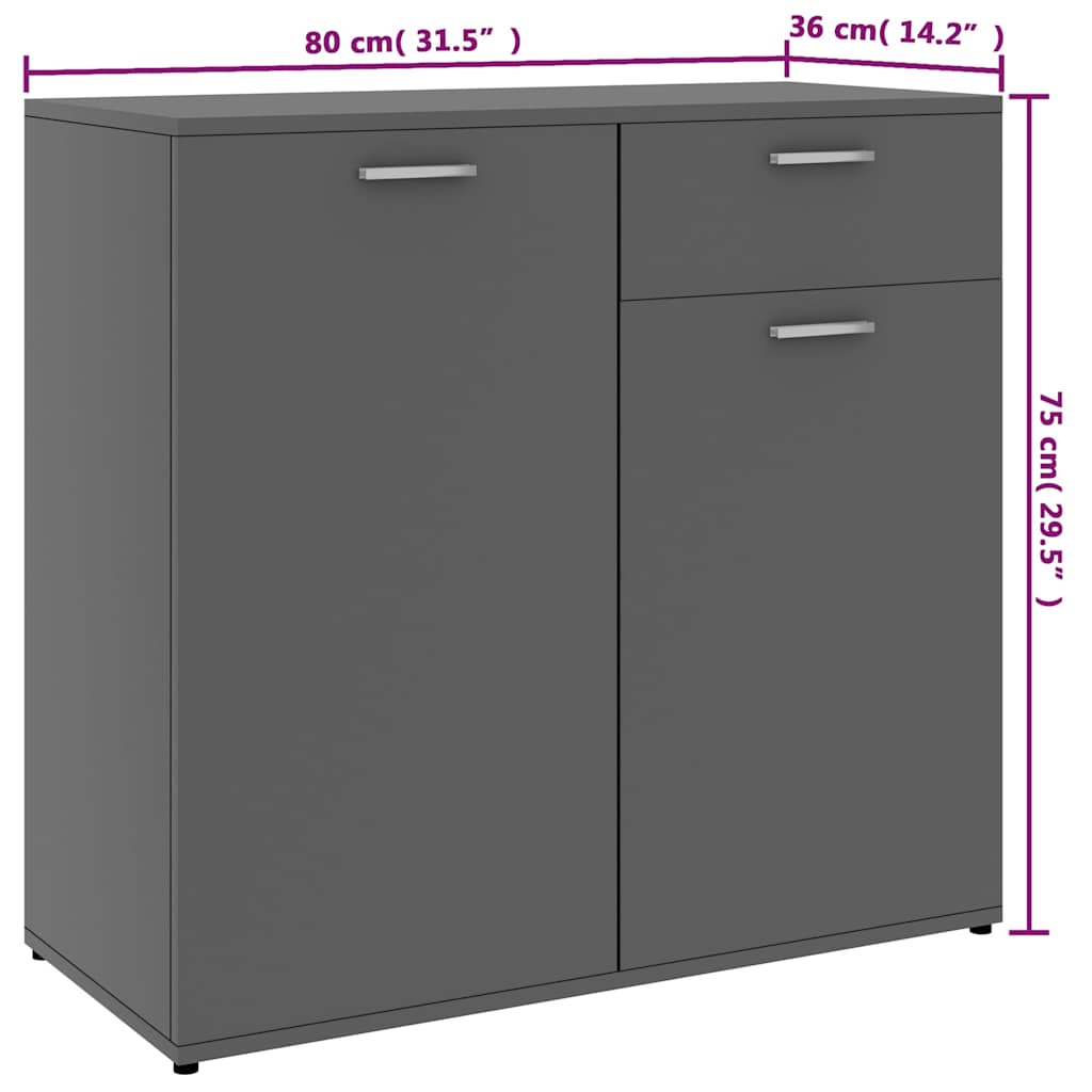 vidaXL Dressoir 80x36x75 cm bewerkt hout grijs