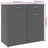 vidaXL Dressoir 80x36x75 cm bewerkt hout grijs