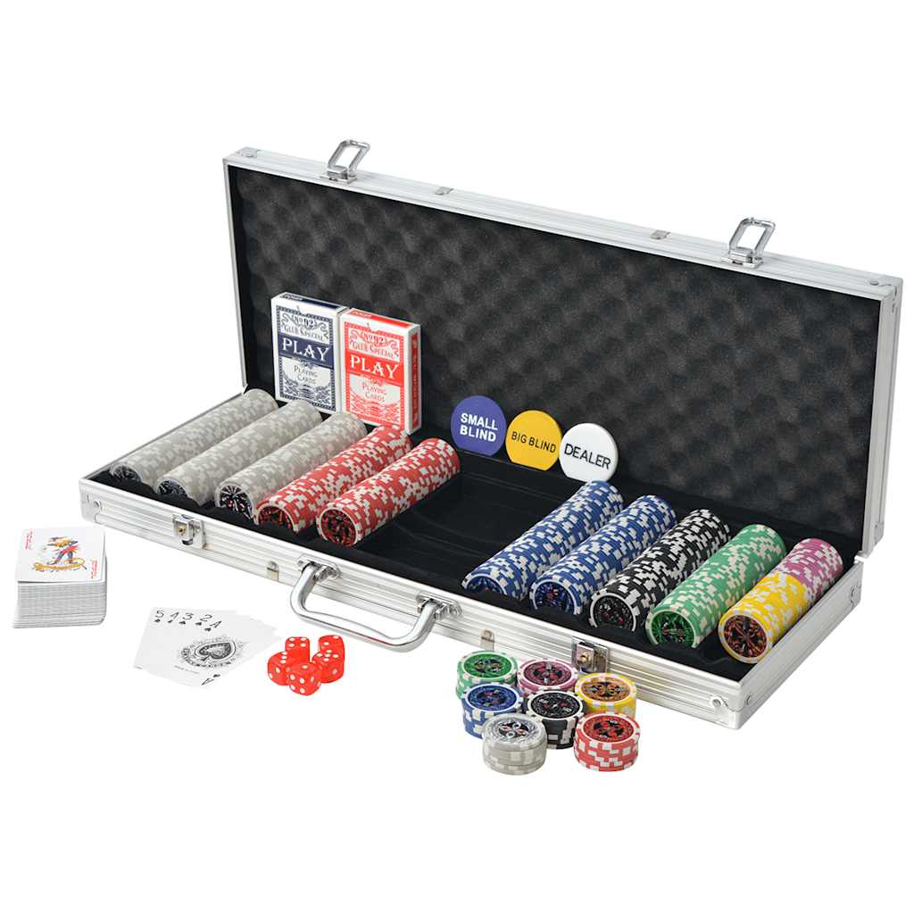vidaXL Pokerset met 500 chips aluminium