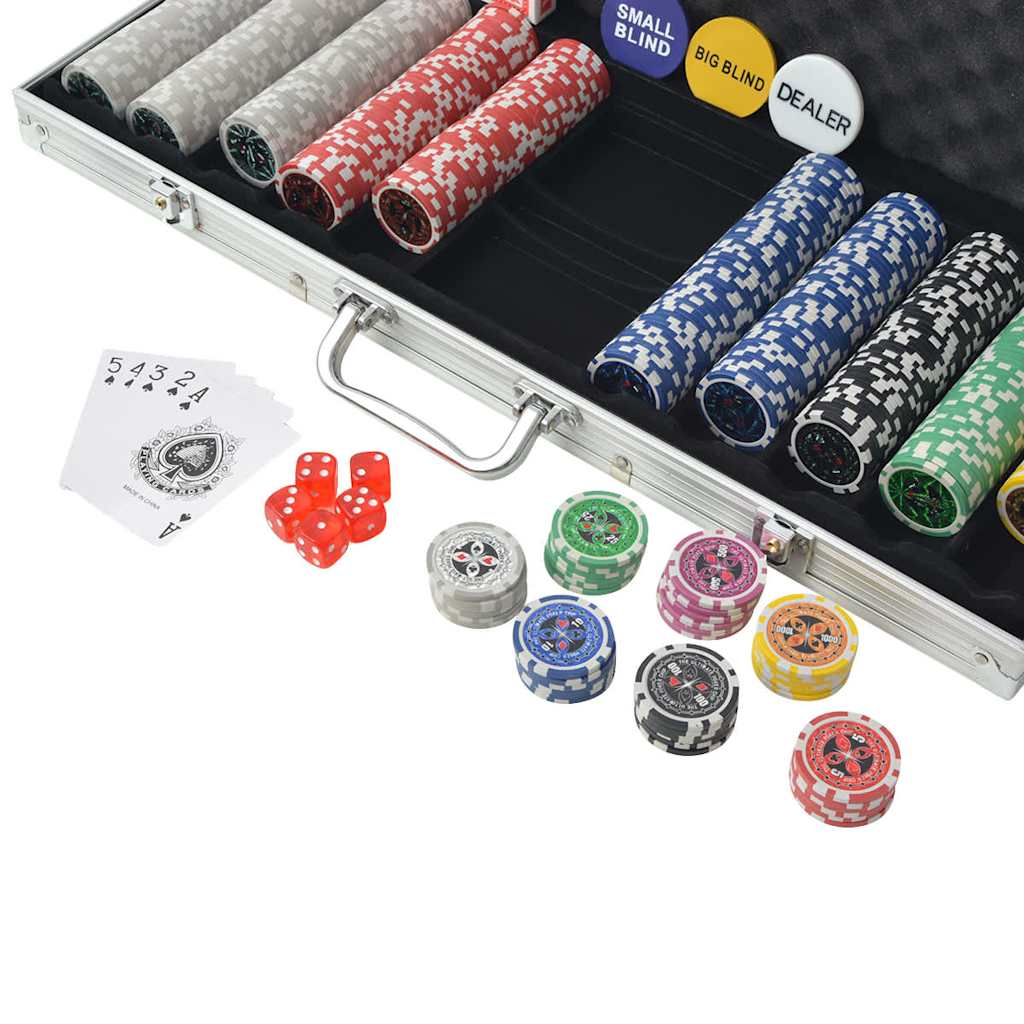 vidaXL Pokerset met 500 chips aluminium