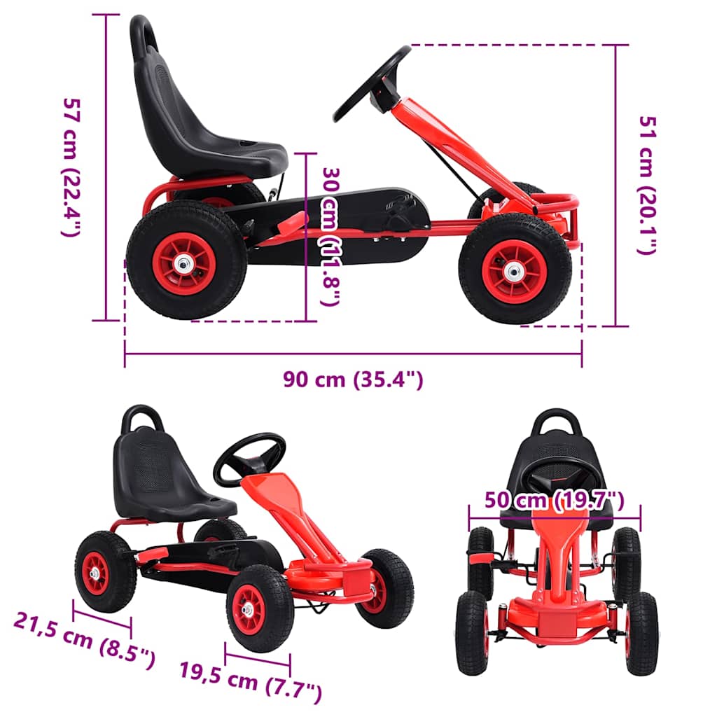 vidaXL Pedal Go-Kart with Pneumatic Tyres Blue