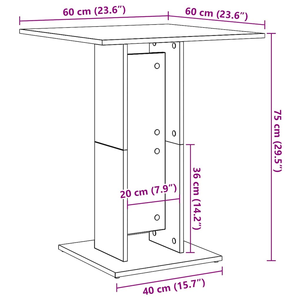 vidaXL Bistrotafel 60x60x75 cm bewerkt hout wit