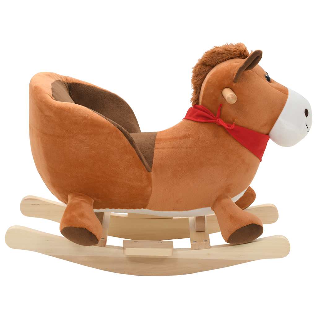 vidaXL Hobbeldier paard met rugleuning 60x32x50 cm pluche bruin