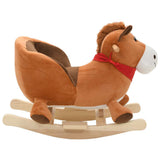 vidaXL Hobbeldier paard met rugleuning 60x32x50 cm pluche bruin
