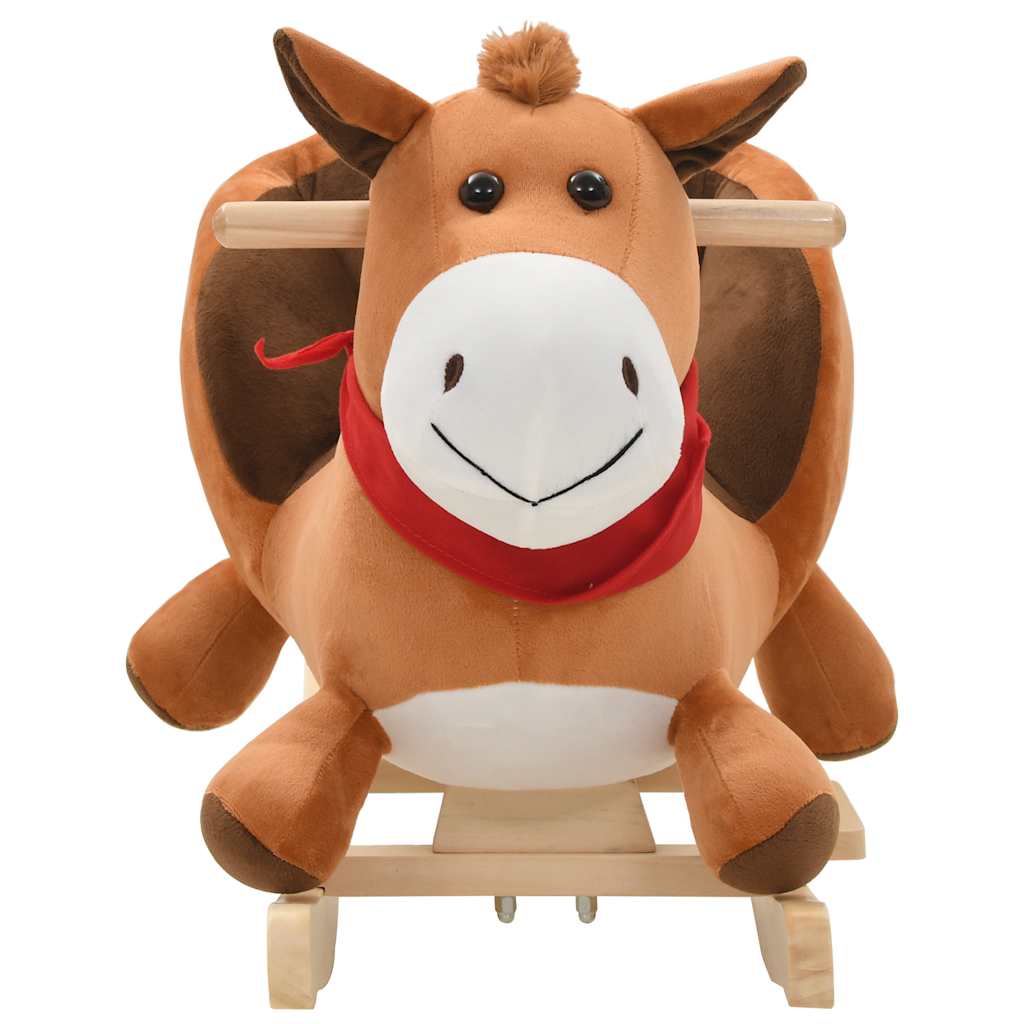 vidaXL Hobbeldier paard met rugleuning 60x32x50 cm pluche bruin