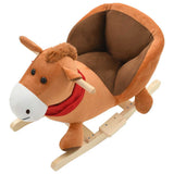 vidaXL Hobbeldier paard met rugleuning 60x32x50 cm pluche bruin