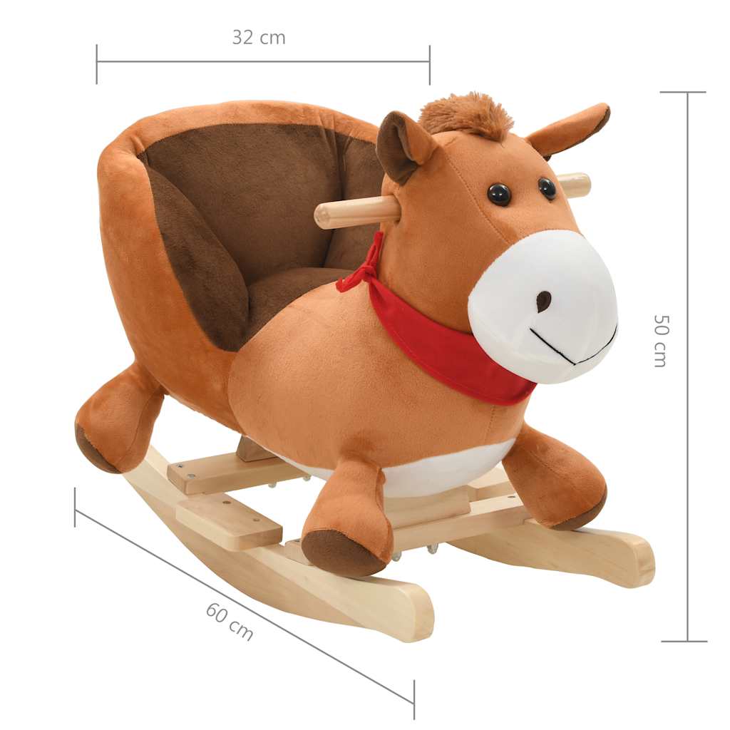 vidaXL Hobbeldier paard met rugleuning 60x32x50 cm pluche bruin