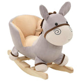 vidaXL Hobbeldier paard met rugleuning 60x32x50 cm pluche bruin