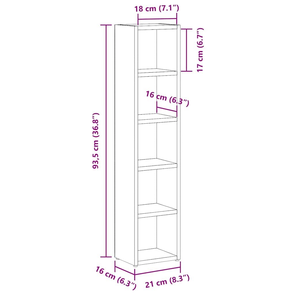 vidaXL Cd-kasten 2 st 21x16x93,5 bewerkt hout wit