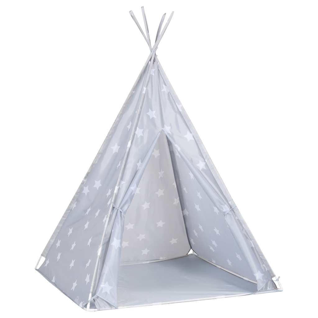 vidaXL Kindertipitent met tas 115x115x160 cm polyester grijs