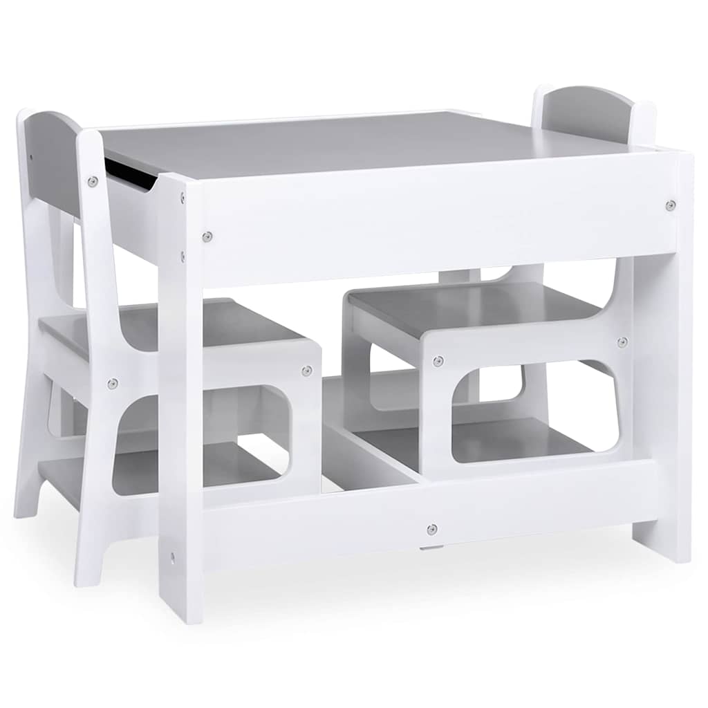 vidaXL Kindertafel met 2 stoelen MDF wit