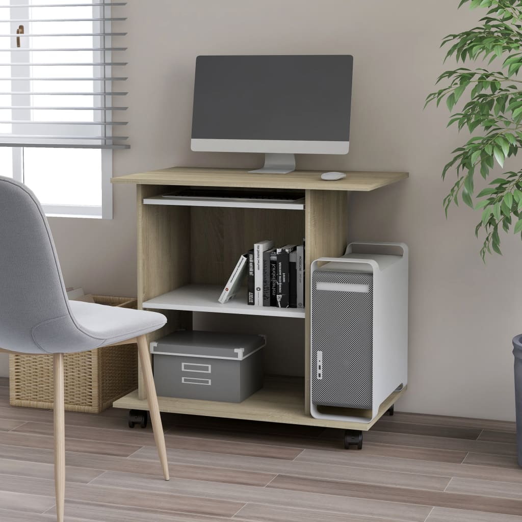 vidaXL Computer Desk 80x50x75 cm Engineered Wood White